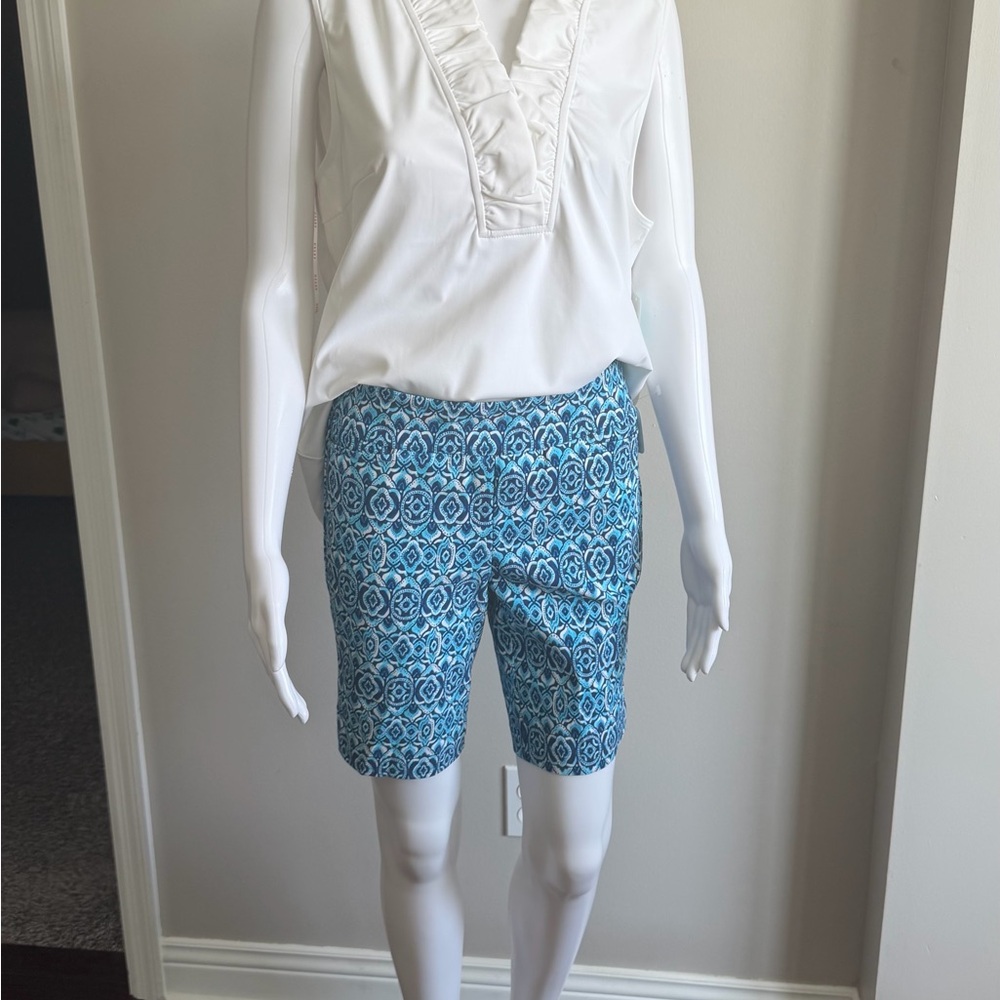 NWT ARYEH Blue/ Teal Geometric Women's Bermudas